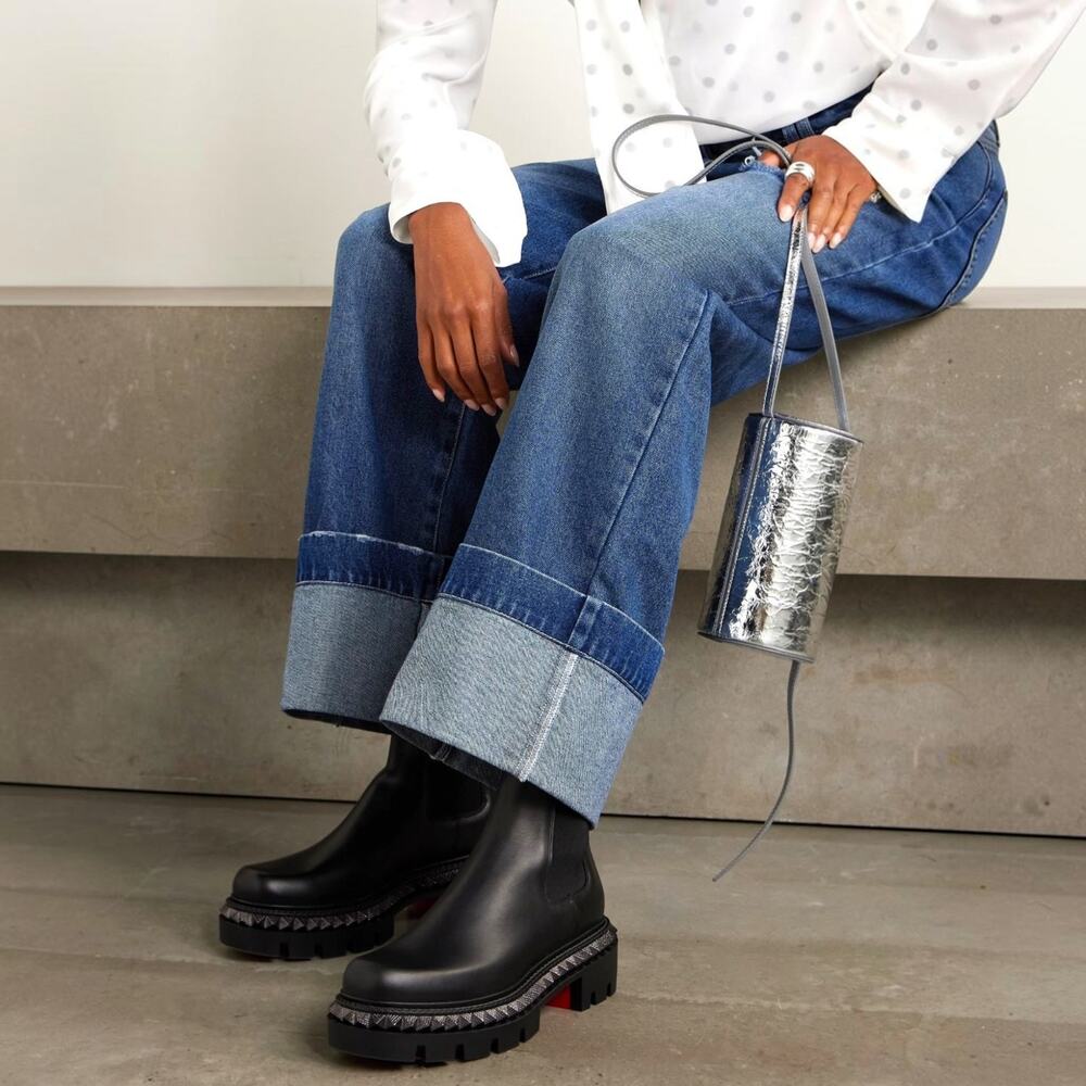 Christian Louboutin St Emilia Pyraclou Women's Leather Boots Black EU 37 US 7 - Picture 2 of 9